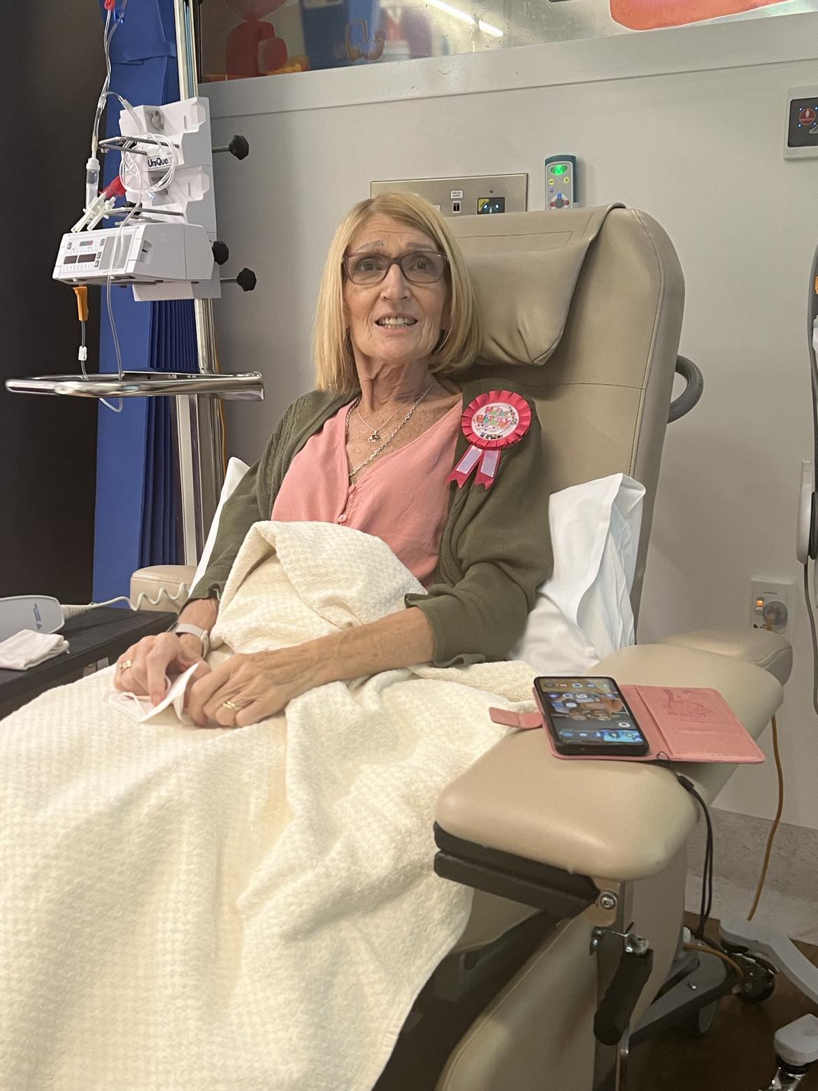 Stephanie celebrating her birthday while receiving chemotherapy 