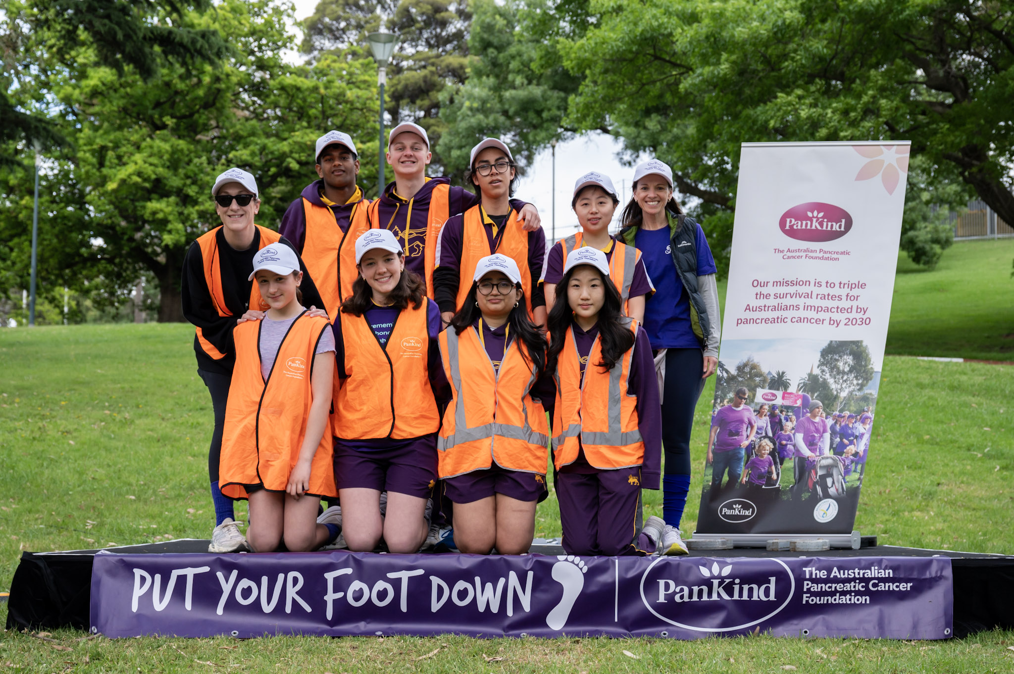 Emily with her students, volunteering at a Pankind fundraiser walk